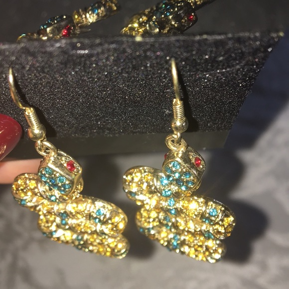 Rhinestone snake earrings - Picture 6 of 8